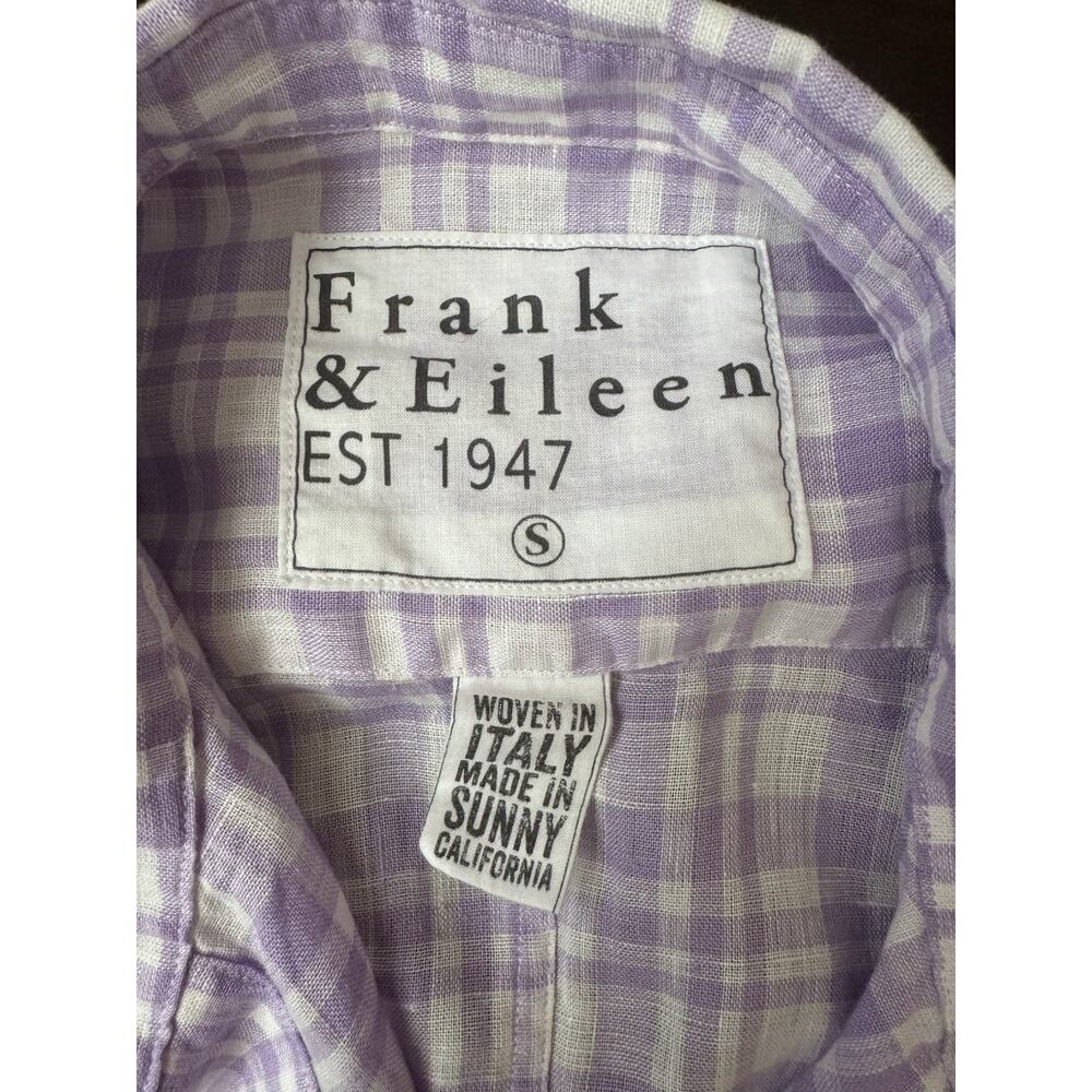 Frank & Eileen Linen Shirt Barry Womens in Plaid Purple Woven Italy Size S - Picture 5 of 9